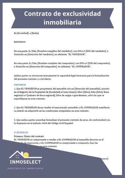 Modelo de contrato de exclusividad inmobiliaria